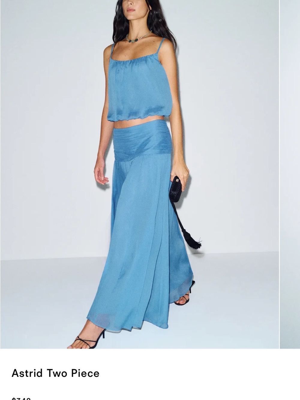 Reformation Astrid Two-Piece Blue Maxi Skirt Set